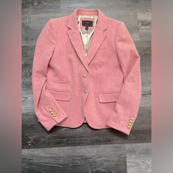 J. Crew Jackets & Blazers - J Crew School Boy Blazer Pink Herringbone Gold Lining Single Breasted Wool 4